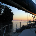 Beautiful sunrise departure along with the fishing fleet.