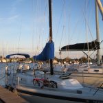 A few years ago, I bought a couple folding bikes just for days like these. The marina was about a kilometer and a half from town. This was the first time I’ve ridden the bike on one of my sailing trips. The entire time, I just kept saying to myself, ‘big man, little bike.’ Honestly, I liked walking better.