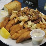 Last food picture in Port Dover: Perch with Poutine and Celery Bread at another Port Dover landmark – The Erie Beach Terrace Room.