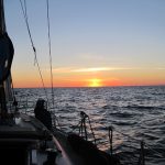 That night, I left Port Dover at 10 pm to head to Port Colborne. The first four hours of this leg was the most challenging sailing of the trip. I was sailing into a headwind and 2-4 foot waves. Nothing too bad but it was slow going. This picture was after things had calmed down and the sun was coming up. It took me 12 hours to get to Port Colborne.