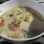 I had planned on going to dinner at a craft brew fest in Port Colborne when I got back from Niagara Falls. But the rain had washed it out. I went back to the boat and had leftover chowder that was given to me by a sailor I met in Port Dover. It was peppery and delicious.