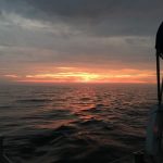 The sky was mostly overcast, but I was treated to a nice sunrise. I was completely out of sight of land.