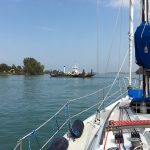 There's no bridge to Bois Blanc Island in the Detroit River. This ferry went back and forth in front of me several times as I slowly chugged up river.