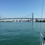 September 22, 2017 - This should have been another short day. I motored to a downtown marina in Detroit but they wouldn't give me a reservation. I had to go to one of the marinas north of Detroit. This is the Ambassador bridge and downtown Detroit.