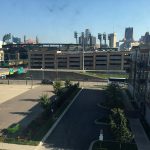 This is the view from the window of our room. We're going to a Tigers game.