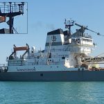 I didn't realize until the Manitowoc passed me that its home port is Cleveland. But I noticed that it was flying Browns and Indians flags from their radar tower.