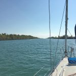 The Livingstone Channel is the downbound channel that goes right to Lake Erie. This picture just doesn't do it justice. It's laser straight and lined by trees for over 4 miles. On this Sunday, there were hundreds of boats drag racing up and down the channel and anchoring at the north end of the channel.