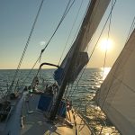 After having an overheated engine and running aground, I had some of the most pleasant sailing ever. It was quite a turn around. I had to tack a couple times in the night to avoid cargo ships but the conditions were perfect.