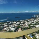 The new design has glass benches. People were freaking out about how they leaned out. Kathleen got a good laugh at this woman actually lying on one.
