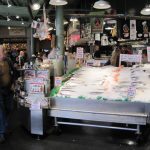 Pike Place Fish Market – where they throw the fish. The seafood at the dozen or so vendors in the market was all amazing. I wish I were cooking on the trip. They don’t actually throw the good fish. They throw one beat up fish that they then donate to the aquarium. You can see it hiding by the post.