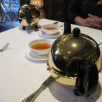 We ordered four different teas. Fun fact: the four teapots on our table are available for sale for $880 CA each.