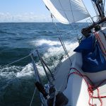 Since I’d been struggling with the autohelm, I was very worried when I rounded Seneca Shoal. Now, I needed to beat into the west wind to return to Erie to finish and I doubted that it could do it. I was considering sailing near shore and anchoring to take some time to swap the autohelm. Anchoring is within the rules as long as I receive no outside assistance and don’t use my motor to advance my position. As it turned out, the autohelm loved beating upwind. I was beating into 16-18 knots of wind and 2-4 footers heeled over close to 30 degrees and the autohelm worked like a champ. I was finally able to start getting some better rest. Of course, that rest consists of setting a timer for 20 minutes and getting up to make sure everything is okay before setting the timer for 20 minutes again. String six of those together and you get something that poorly resembles two hours of sleep. This was by far the hardest part of doing the challenge – getting the rest.