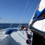 Mid-morning, my wildest dreams for the day came true. 10-12 knots of wind on a close reach. I was on pace to finish by lunch time.
