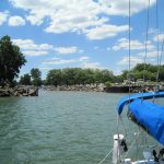 The entry into Sawmill Creek must be approached on faith. Unless you're line up perfectly, it's completely invisible save the Shell sign. But it's hard to tell which side of the channel the sign is on until you're pretty close. The cruising guides warn of a shallow channel but we made it in pretty easily. This would not be a fun entry in a storm.