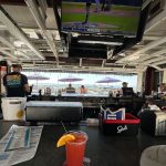 The theme of this trip seems to be sitting at bars where I can see my boat. I also watched the Guards game and had a fruity rum drink.