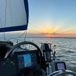 It was a beautiful morning. Not much wind in the forecast. But I was able sail for a couple hours before the wind died enough to force me to motorsail.